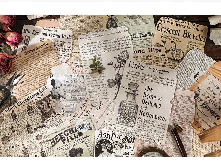 Journamm 25 Sheets Vintage Journaling Scrapbooking Supplies Craft Paper Journals Planners Aesthetics Collage Photo Album Frames