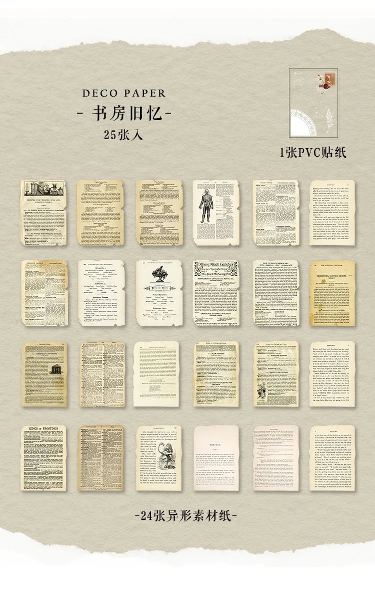 Journamm 25 Sheets Vintage Journaling Scrapbooking Supplies Craft Paper Journals Planners Aesthetics Collage Photo Album Frames