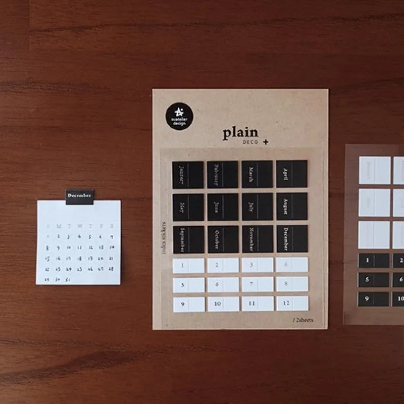 Suatelier 1648 1649 Month Day Stickers Planner Notebook Junk Journal Monthly Calendar Index Sticker Stationery DIY Supplies