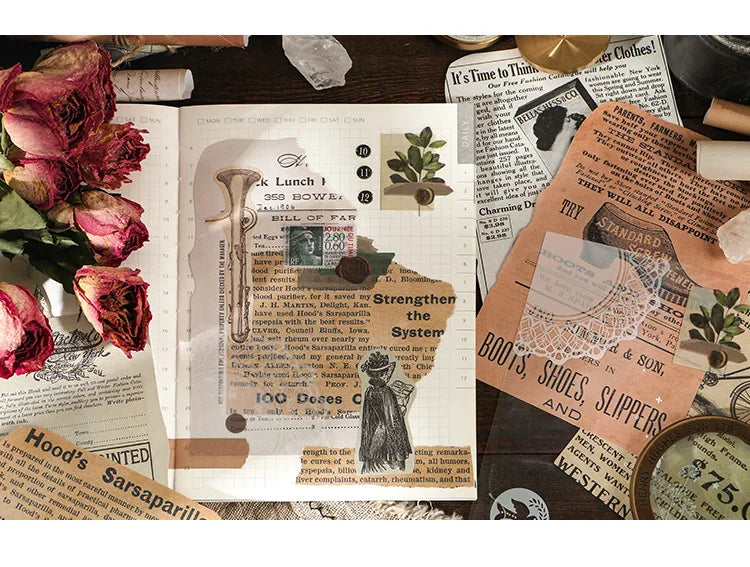 Journamm 25 Sheets Vintage Journaling Scrapbooking Supplies Craft Paper Journals Planners Aesthetics Collage Photo Album Frames