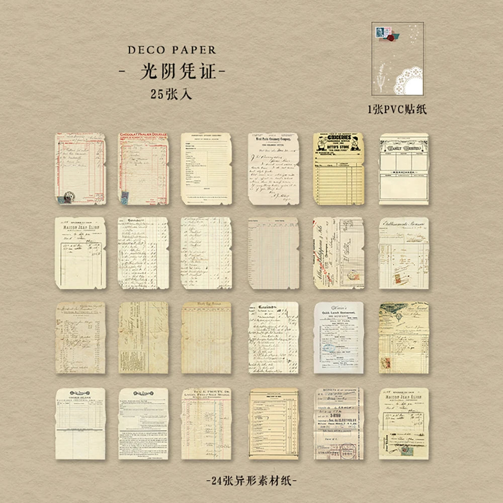 Journamm 25 Sheets Vintage Journaling Scrapbooking Supplies Craft Paper Journals Planners Aesthetics Collage Photo Album Frames
