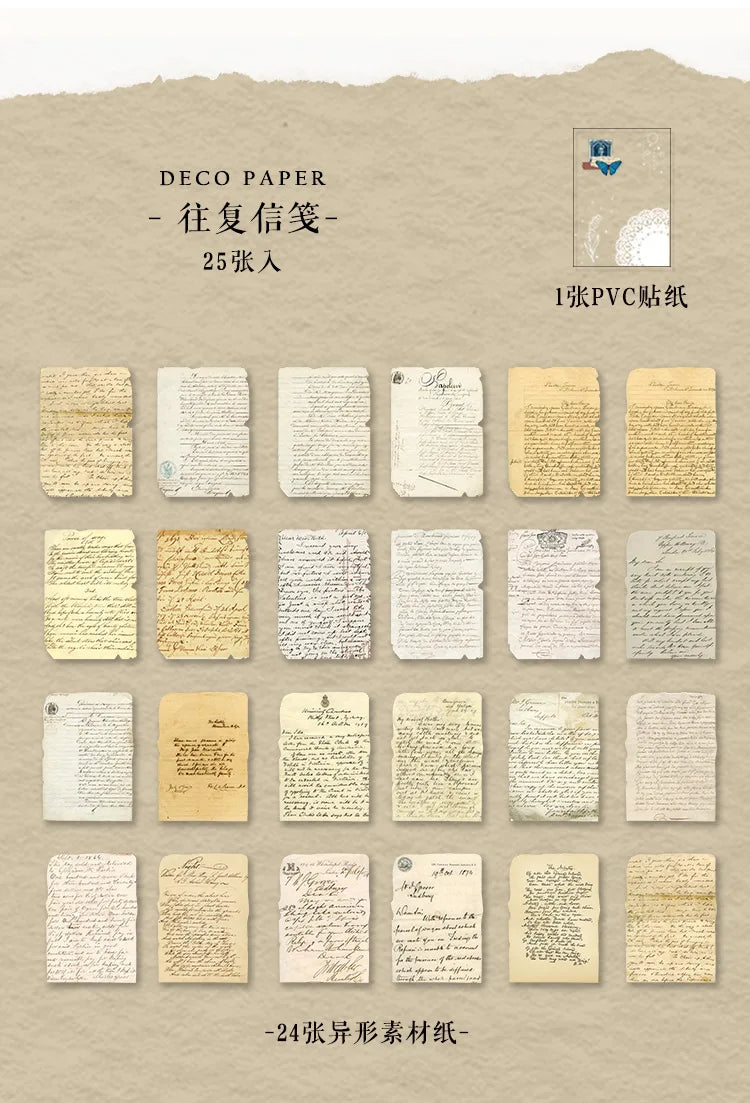 Journamm 25 Sheets Vintage Journaling Scrapbooking Supplies Craft Paper Journals Planners Aesthetics Collage Photo Album Frames