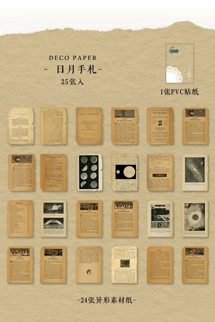 Journamm 25 Sheets Vintage Journaling Scrapbooking Supplies Craft Paper Journals Planners Aesthetics Collage Photo Album Frames