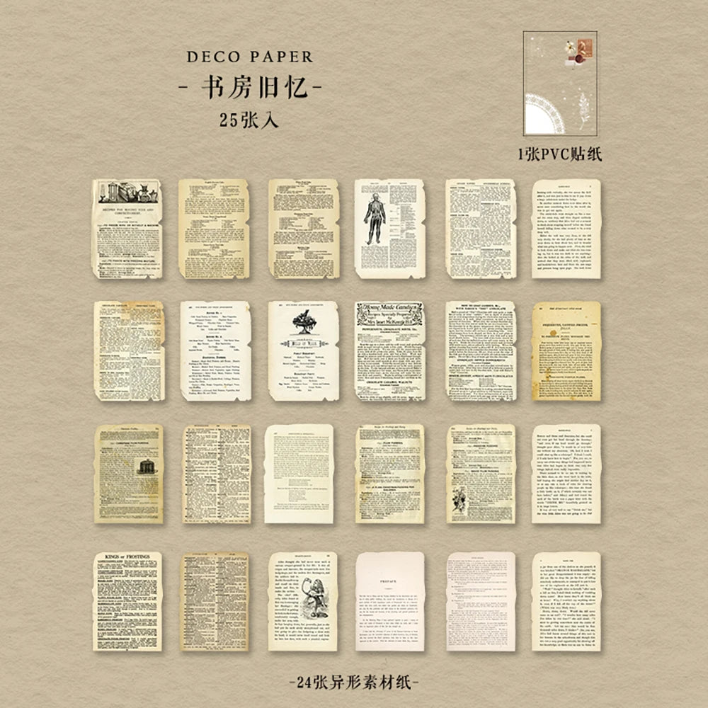 Journamm 25 Sheets Vintage Journaling Scrapbooking Supplies Craft Paper Journals Planners Aesthetics Collage Photo Album Frames
