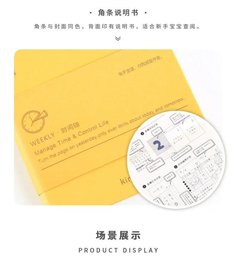 Kinbor Timeline Weekly Planner Pocket Journal Notebook Daily Agenda Monthly Planning Habits Tracker Time Organizer Schedule