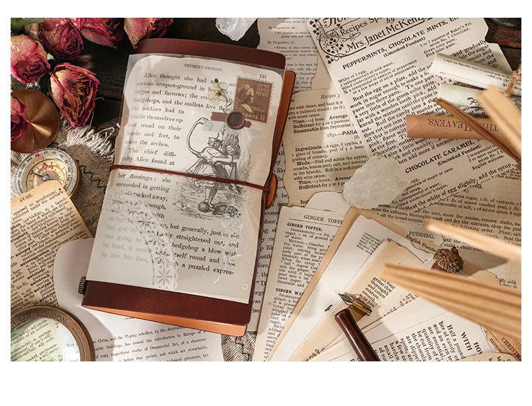 Journamm 25 Sheets Vintage Journaling Scrapbooking Supplies Craft Paper Journals Planners Aesthetics Collage Photo Album Frames