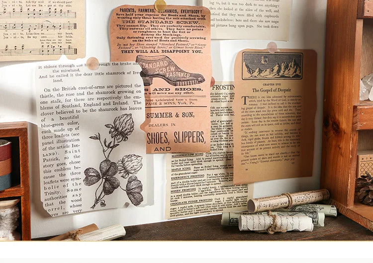 Journamm 25 Sheets Vintage Journaling Scrapbooking Supplies Craft Paper Journals Planners Aesthetics Collage Photo Album Frames