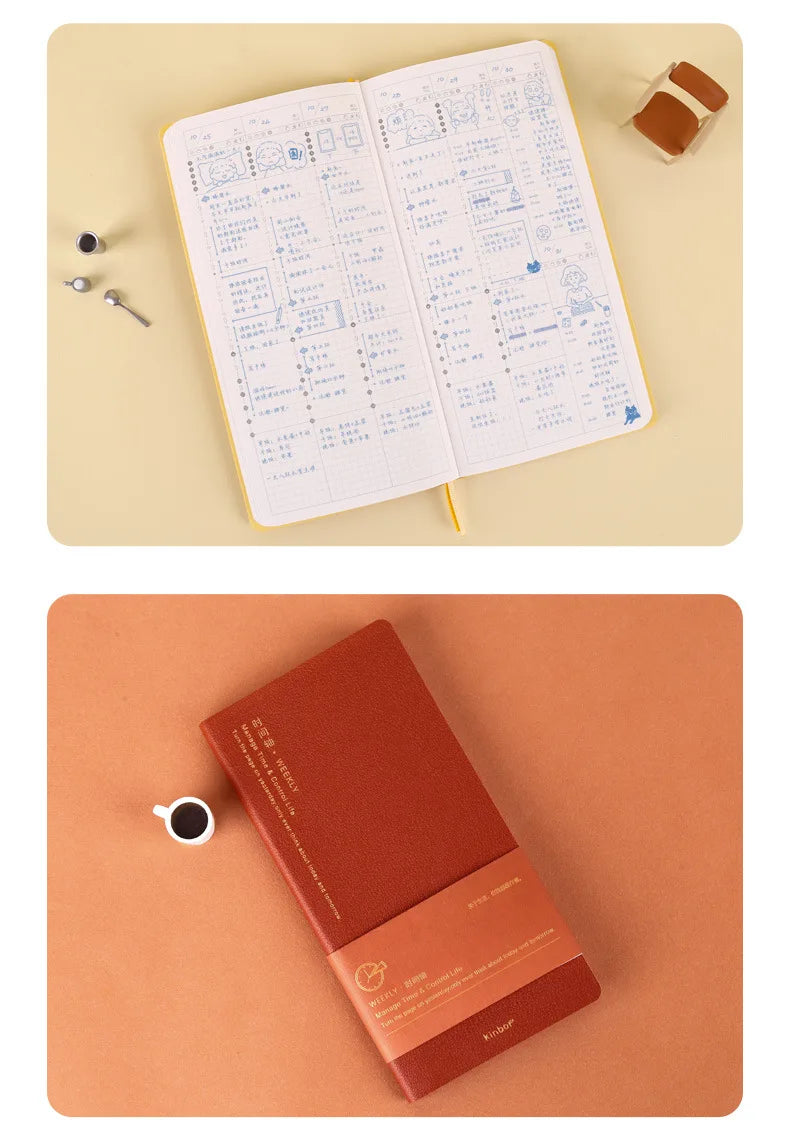 Kinbor Timeline Weekly Planner Pocket Journal Notebook Daily Agenda Monthly Planning Habits Tracker Time Organizer Schedule