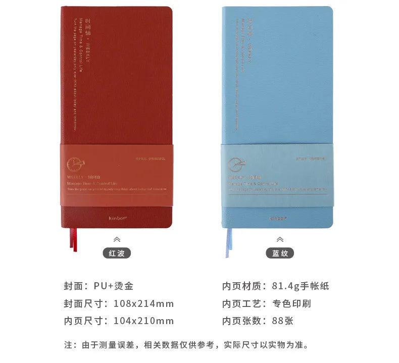 Kinbor Timeline Weekly Planner Pocket Journal Notebook Daily Agenda Monthly Planning Habits Tracker Time Organizer Schedule