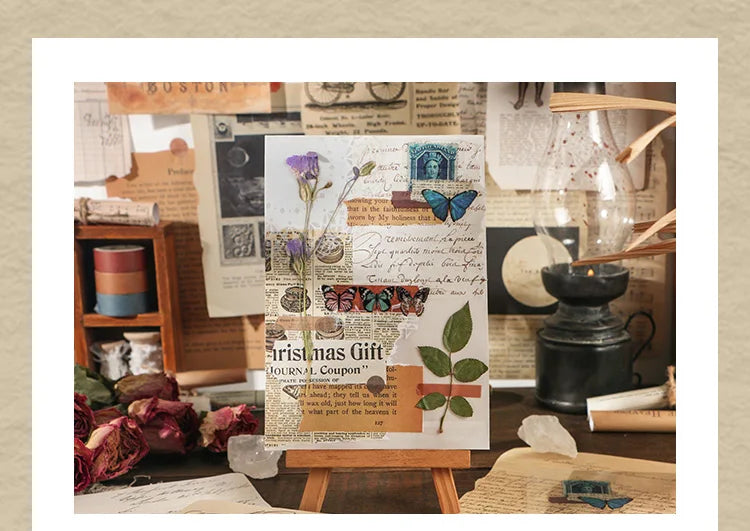 Journamm 25 Sheets Vintage Journaling Scrapbooking Supplies Craft Paper Journals Planners Aesthetics Collage Photo Album Frames