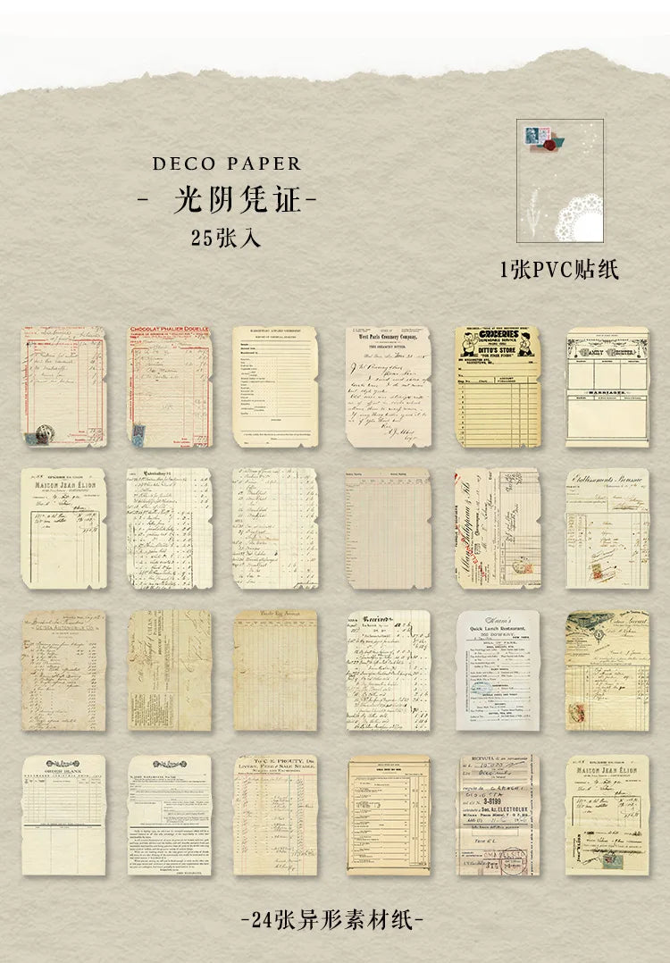 Journamm 25 Sheets Vintage Journaling Scrapbooking Supplies Craft Paper Journals Planners Aesthetics Collage Photo Album Frames