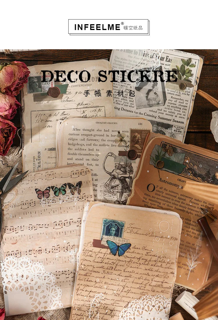 Journamm 25 Sheets Vintage Journaling Scrapbooking Supplies Craft Paper Journals Planners Aesthetics Collage Photo Album Frames