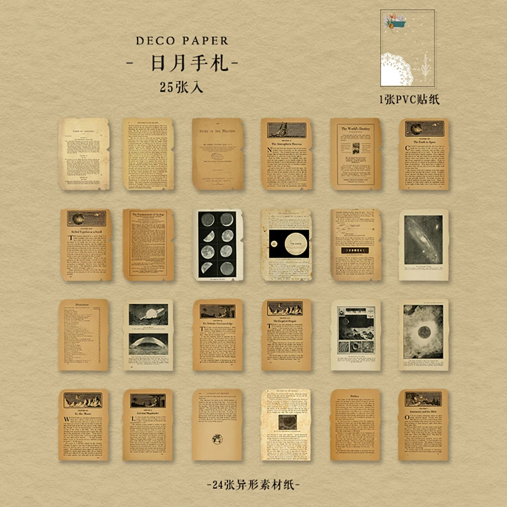 Journamm 25 Sheets Vintage Journaling Scrapbooking Supplies Craft Paper Journals Planners Aesthetics Collage Photo Album Frames