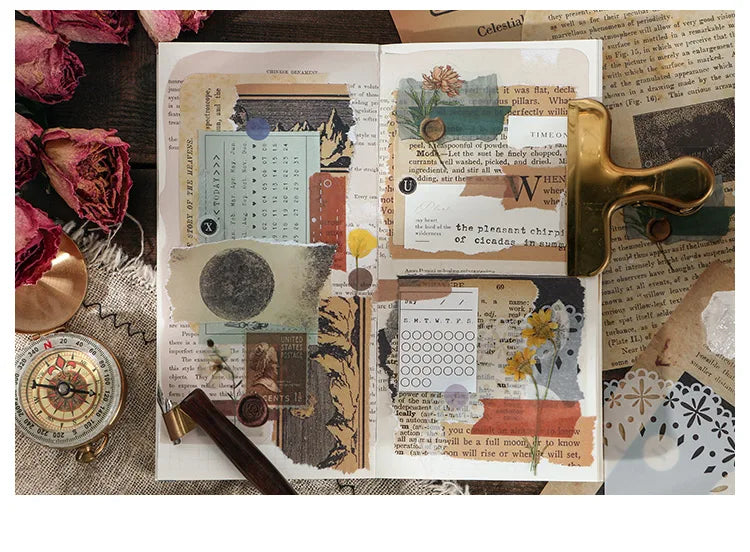 Journamm 25 Sheets Vintage Journaling Scrapbooking Supplies Craft Paper Journals Planners Aesthetics Collage Photo Album Frames