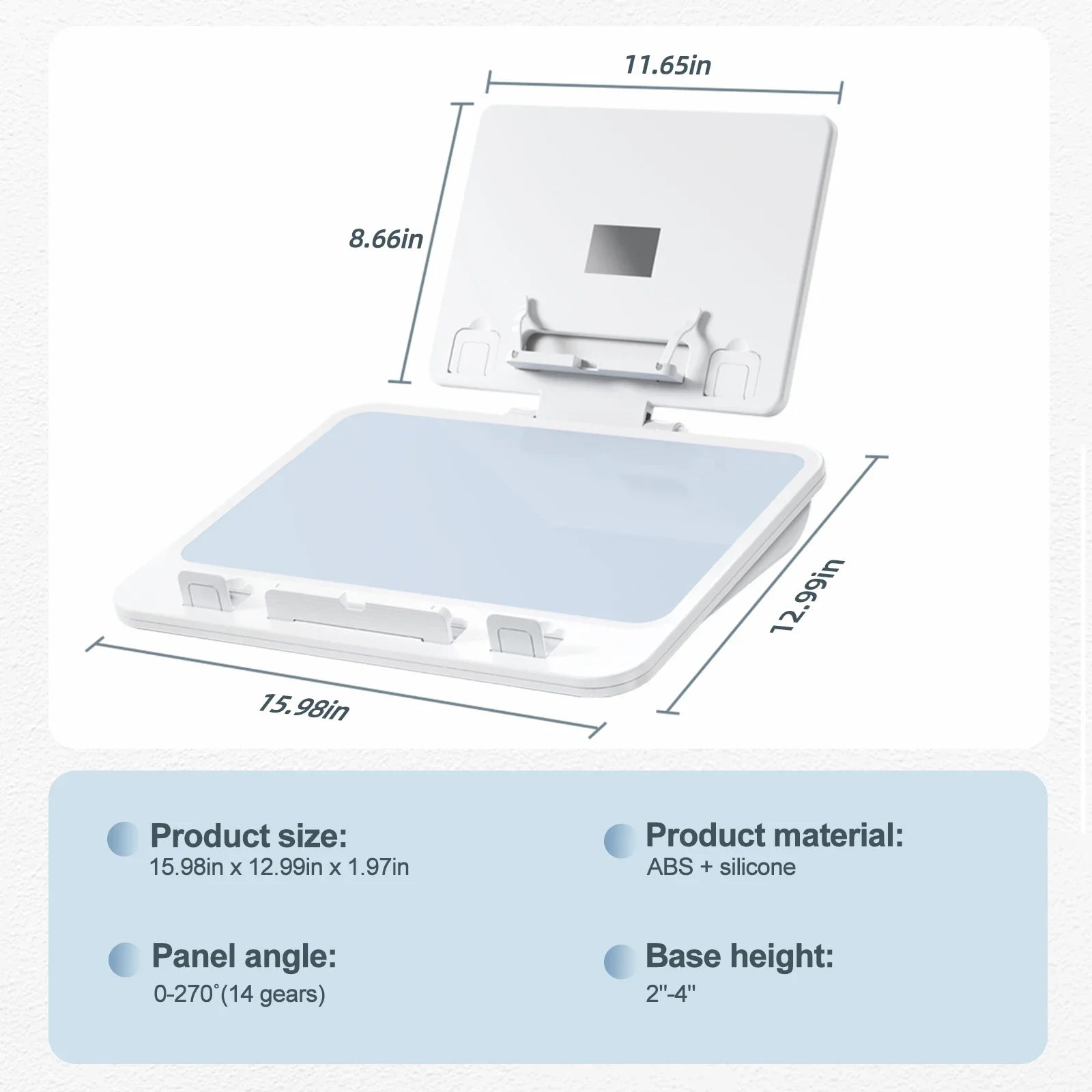 Eary Book Stand for Reading Double Layer Foldable Desktop Book Holder with Page Clips for Laptop iPad Galaxy Tabs MacBook Bible