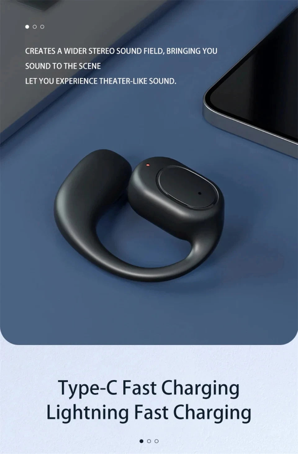 Wireless Single Ear Buds with Earhooks Bt 5.3 Earpiece Sports Headphones Over-Ear Running Workout Wrap-Around Earbuds