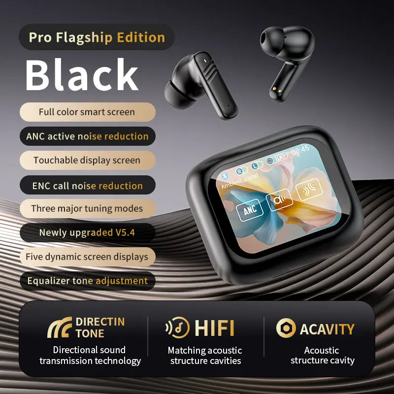 2025 New Wireless Earbuds With Touch Screen In-Ear Earphone ANC Noise Cancellation Long Battery ENC Compatible With IOS Android