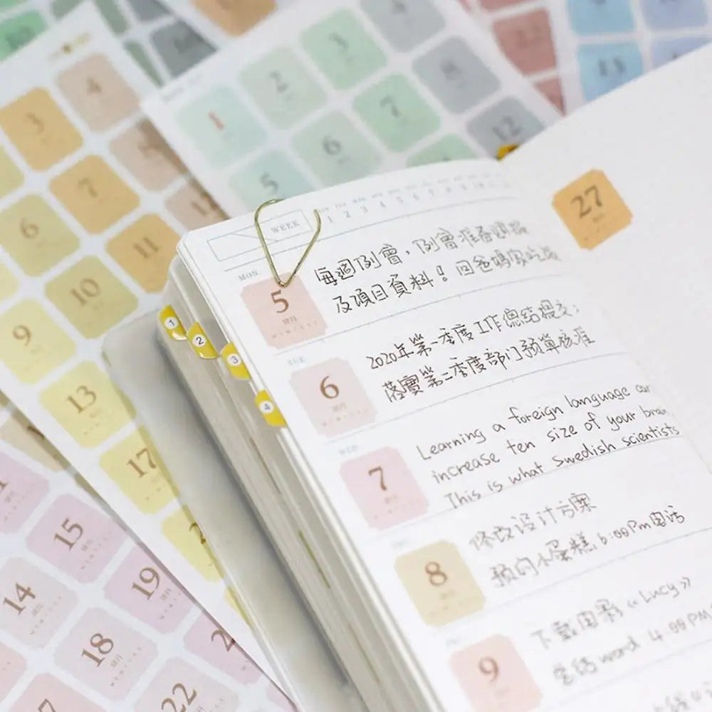 Planner Scrapbooking Sticker Journal Agenda Calendar Sticker Daily Plan Sticker 365 Days Date Stickers Number Date Label Decals