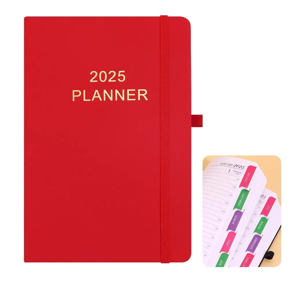 Schedule Journal 2025 Planner Notebook Efficiency Daily Planner Reminder Calendar Notebook PU with Straps Diary Book Student
