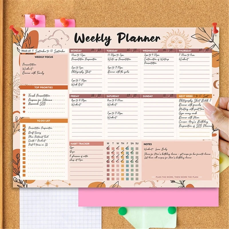 Weekly Planner Notebook Coil-binding Weekly Academic Planner 52 Week Journal Notebook Weekly Planner 104 Page Undated