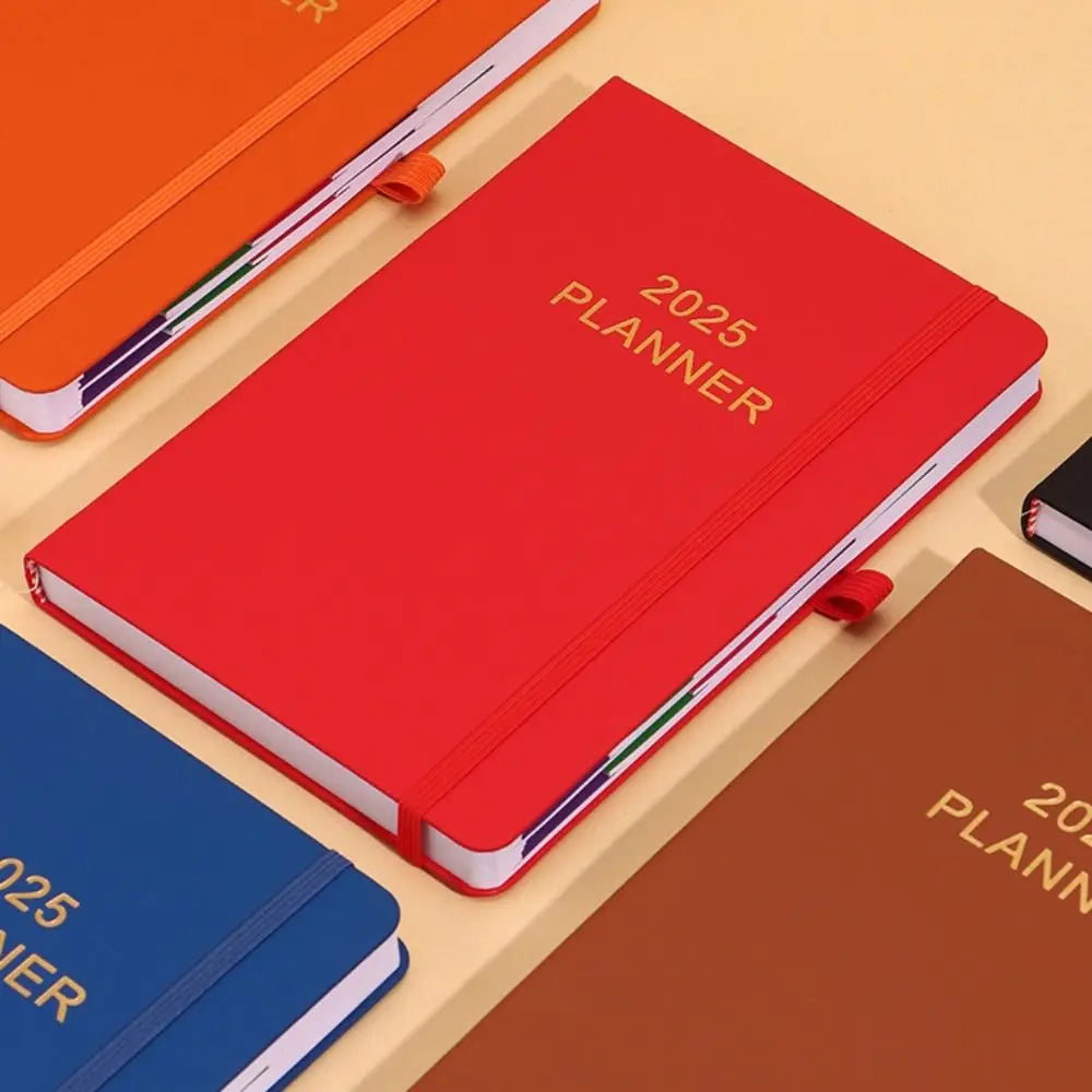 Schedule Journal 2025 Planner Notebook Efficiency Daily Planner Reminder Calendar Notebook PU with Straps Diary Book Student