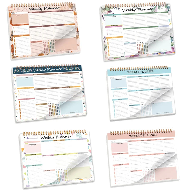 Weekly Planner Notebook Coil-binding Weekly Academic Planner 52 Week Journal Notebook Weekly Planner 104 Page Undated