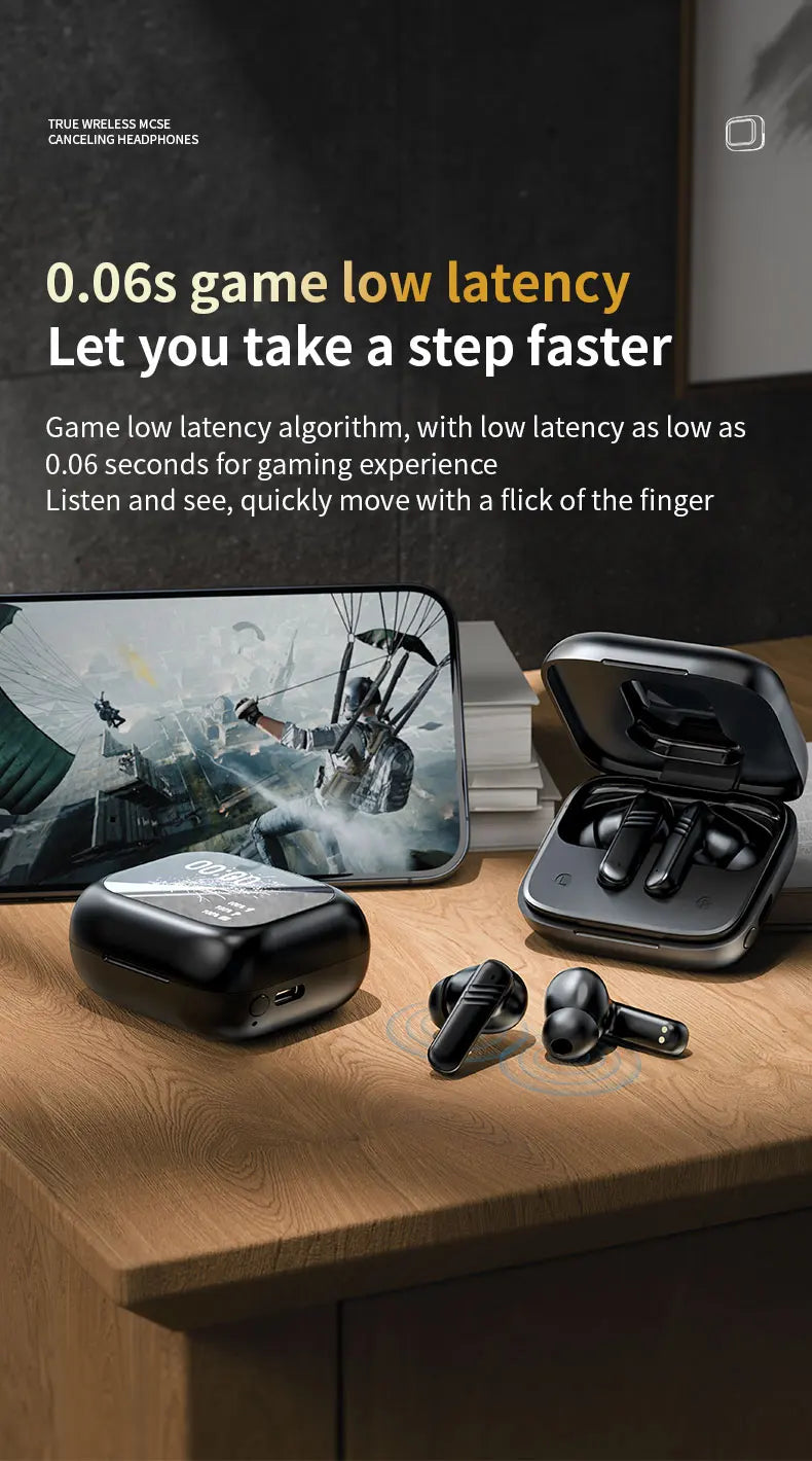 2025 New Wireless Earbuds With Touch Screen In-Ear Earphone ANC Noise Cancellation Long Battery ENC Compatible With IOS Android