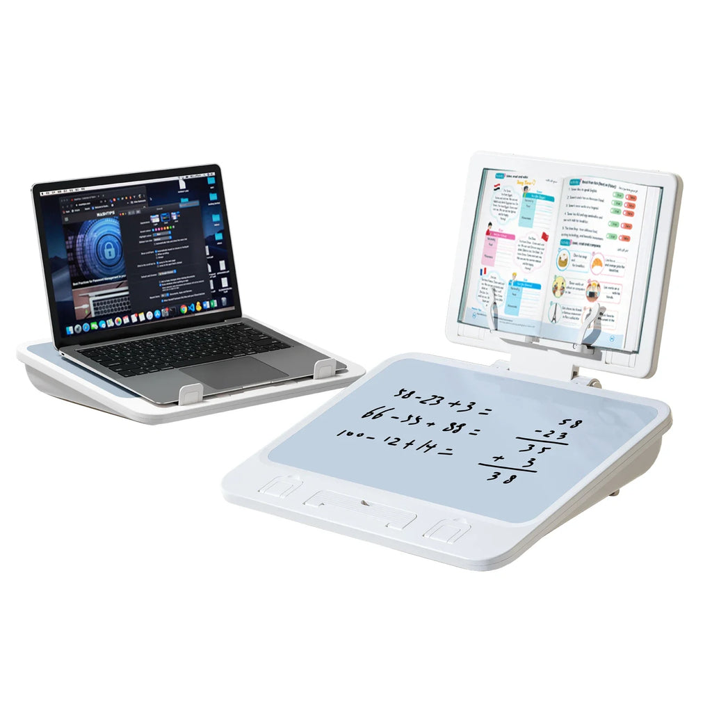 Eary Book Stand for Reading Double Layer Foldable Desktop Book Holder with Page Clips for Laptop iPad Galaxy Tabs MacBook Bible