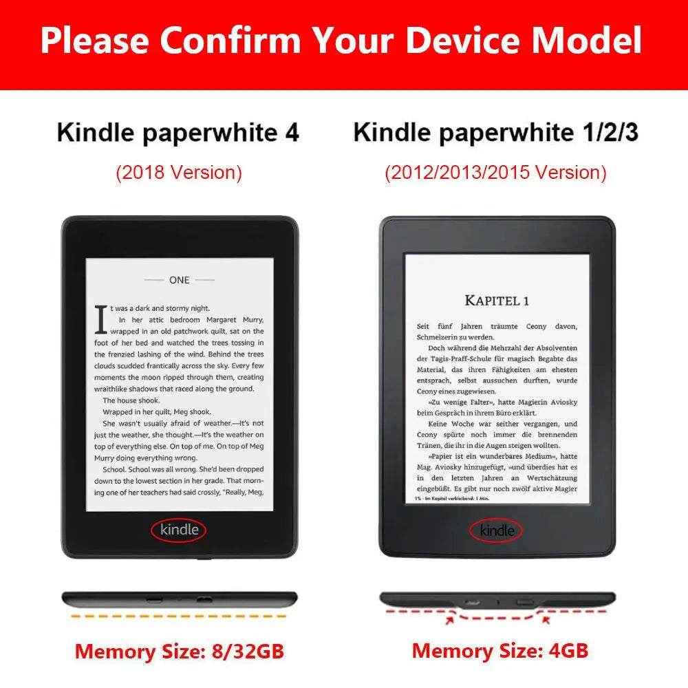 Colorful 6" eBook Reader Ultra Slim PU Leather Cover Smart Case Protective Shell For Kindle 8/10th Gen Paperwhite 1/2/3/4