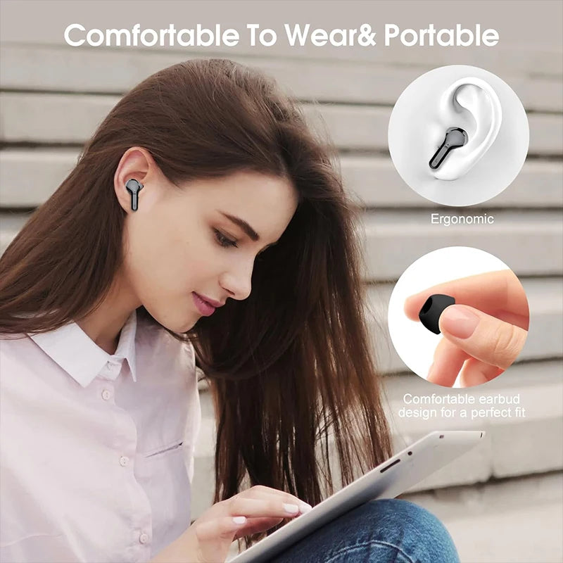 BT5.4 Wireless Ear Buds with LED Display HiFi Stereo Ear Buds with 48H Play Time ENC Noise Cancelling Headphones IP7 Earphones
