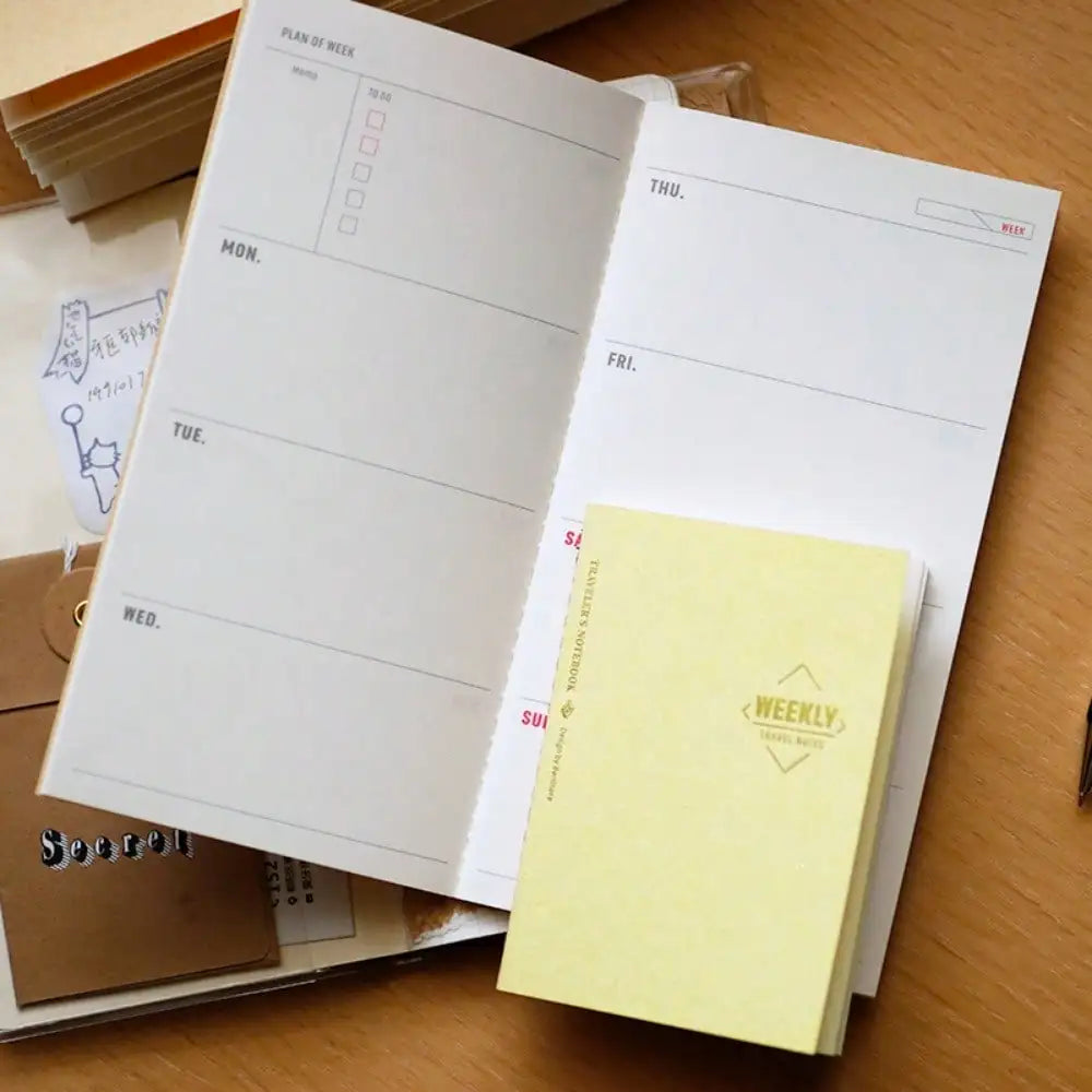 Fromthenon Traveler Notebook Weekly Plan Inner Page Journal Planner Decorative Notebook Replace Accessories Stationery