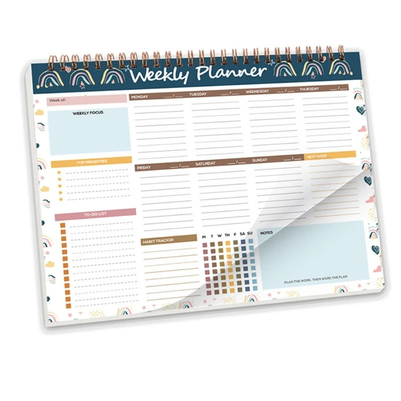 Weekly Planner Notebook Coil-binding Weekly Academic Planner 52 Week Journal Notebook Weekly Planner 104 Page Undated