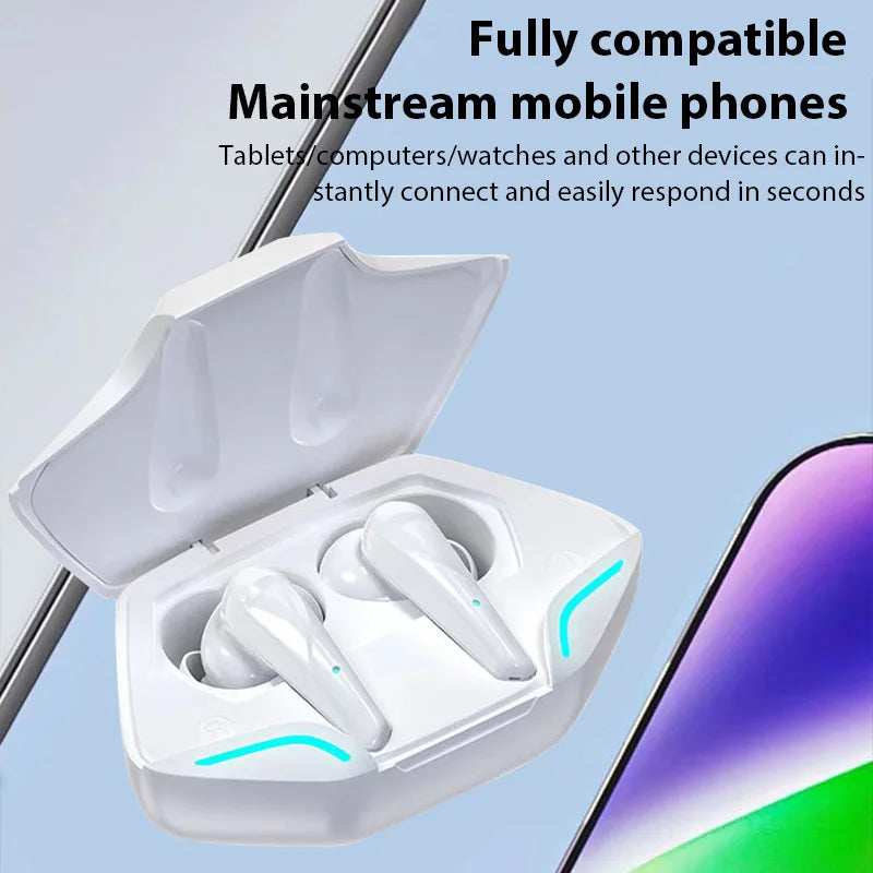 Wireless Bluetooth Earphones Gaming Noise-Cancelling Airbuds Extra-Long Battery Life In-Ear Headphones iOS and Android Universal