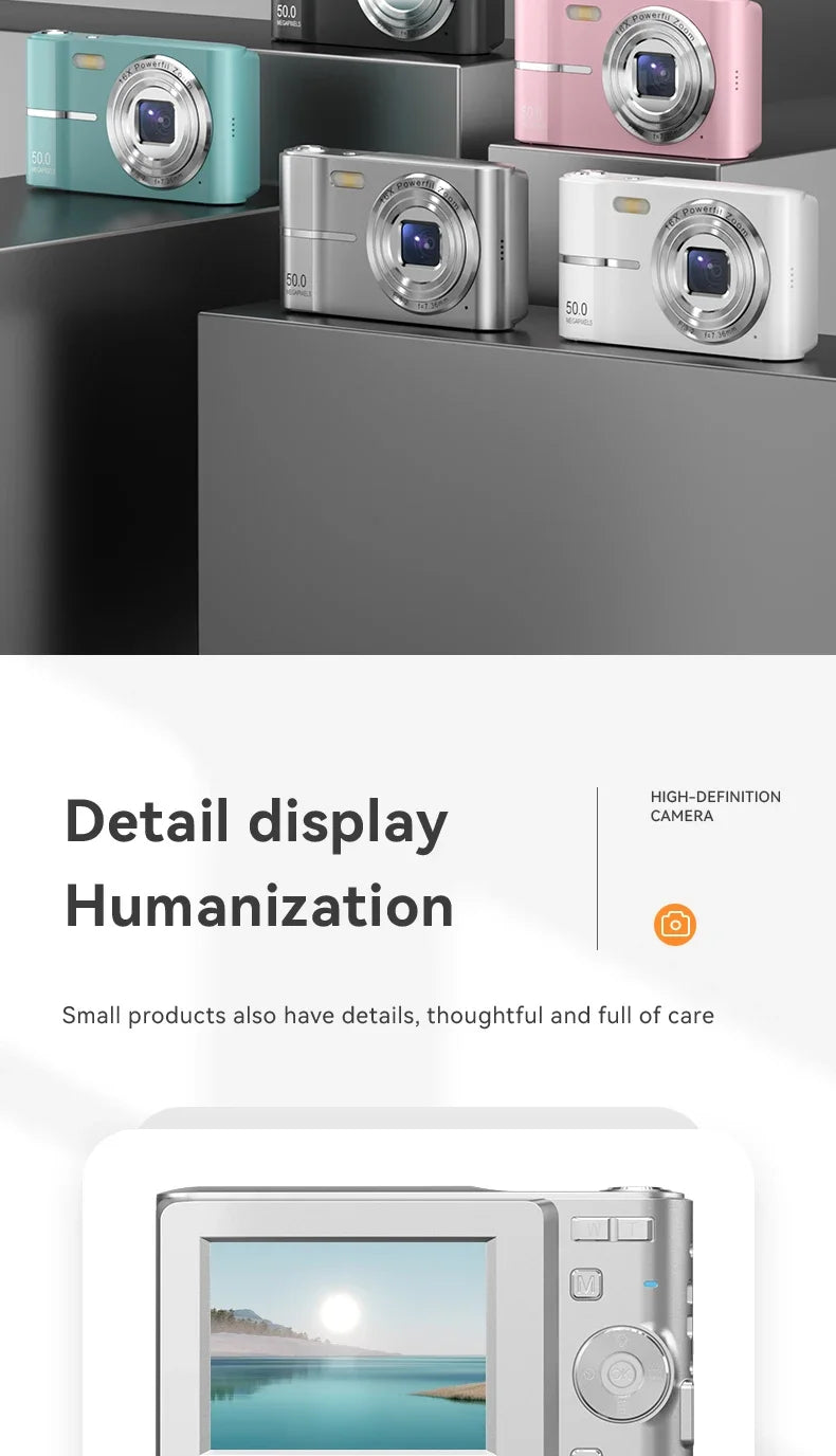 Digital Camera 16x CCD Digital Camera Beauty Campus Student Entry-level Polaroid Gift Dual Lens Video Recorder 64G Card Reader