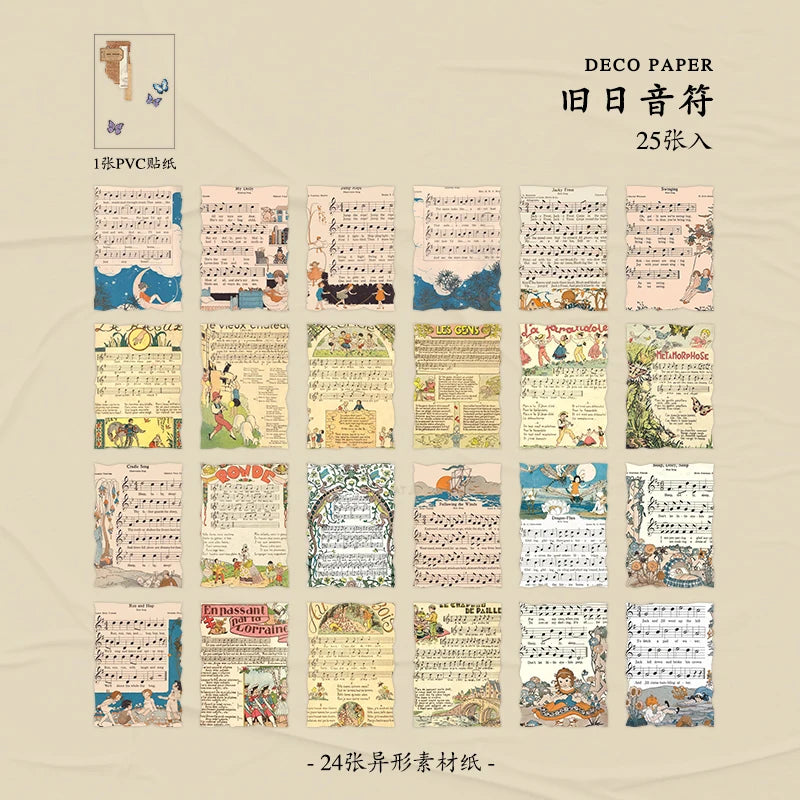 Journamm 25 Sheets Vintage Journaling Scrapbooking Supplies Craft Paper Journals Planners Aesthetics Collage Photo Album Frames