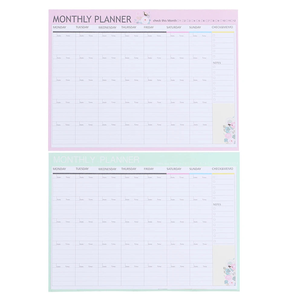 Monthly Planner 2 Books Daily Planners Notepad Carry Work Portable A4 Size Task Scheduling Weekly Spread Undated Pages Thick