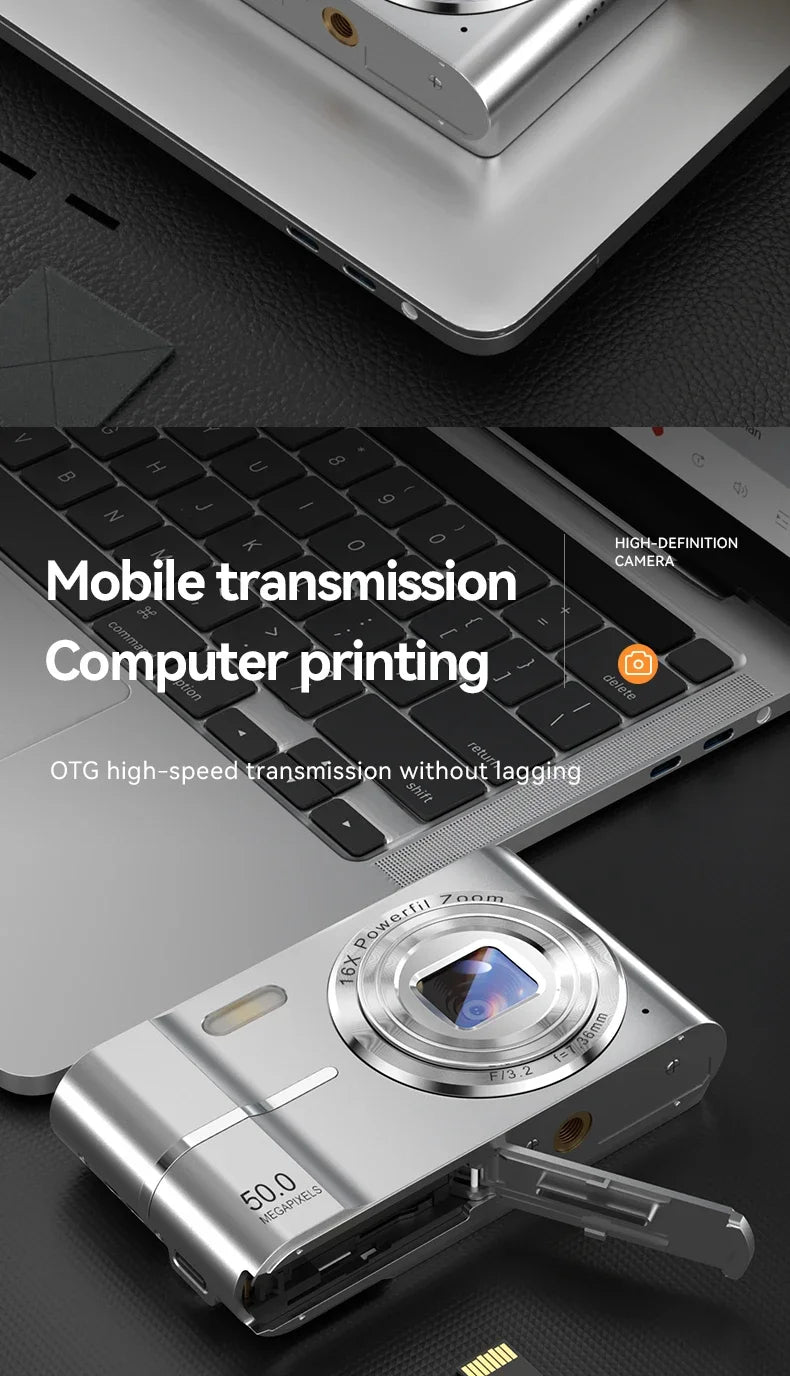 Digital Cameras1080P Camera 44MP Camera Portable Compact Camera with 2.4 Inch LCD Screen16x Digital Zoom, 32G Micro Memory Card