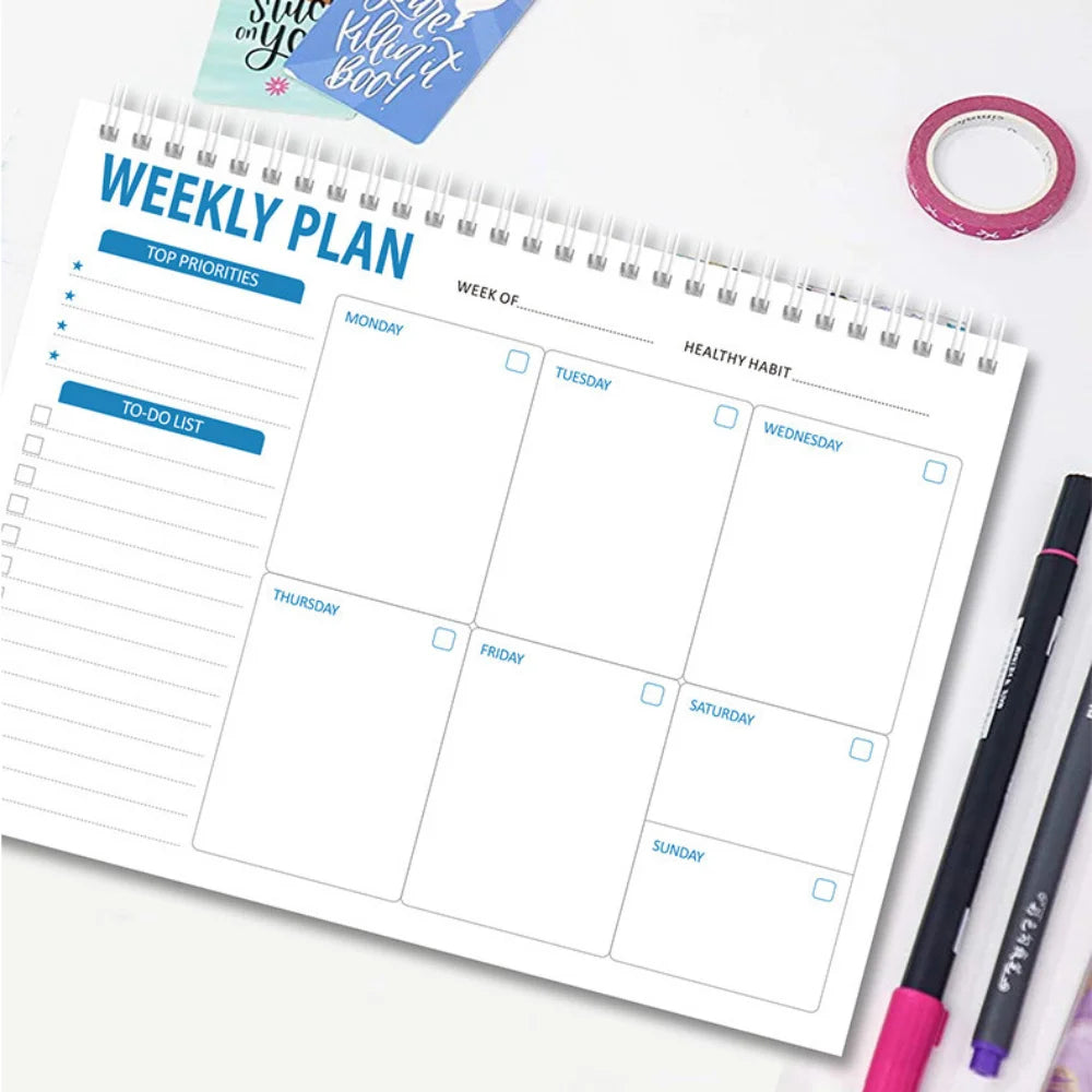 Wide To Do Planner Weekly Planning Notepad Schedules Stationery Weekly Meal Planner Pad Undated A5 Notebook Planner