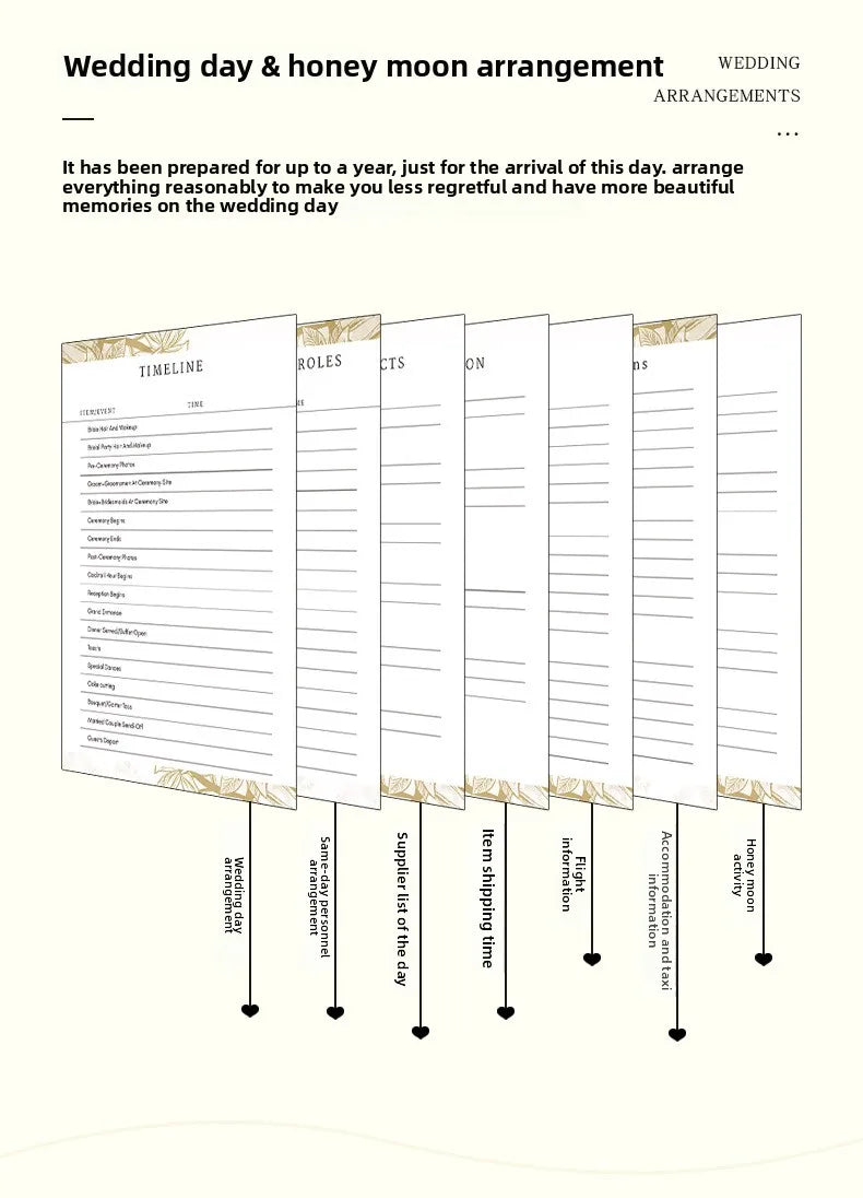 Hardcover Wedding Planner - 164-Page 100GSM Organizer for Brides, School & Holidays, Portable Checklist Journal
