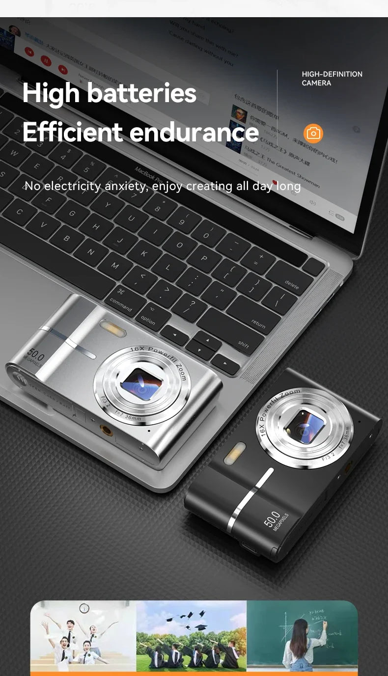 Digital Cameras1080P Camera 44MP Camera Portable Compact Camera with 2.4 Inch LCD Screen16x Digital Zoom, 32G Micro Memory Card