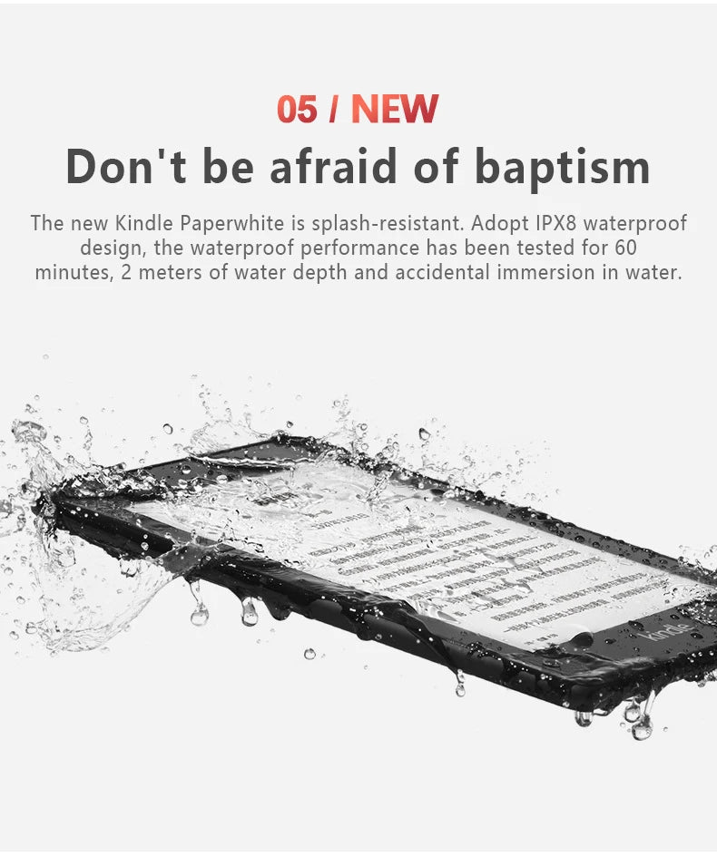 All-new Kindle Paperwhite 4-Now Waterproof 8GB Kindle Paperwhite4 300 ppi eBook e-ink Screen WIFI 6"LIGHT Wireless Reader