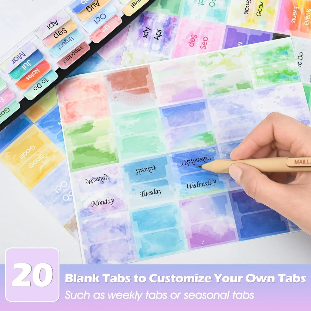 Planner Monthly Tabs(80 Stickers in Total,36 Month,24 Subject,20 Blank) Calendar Monthly Label Stickers for Planners