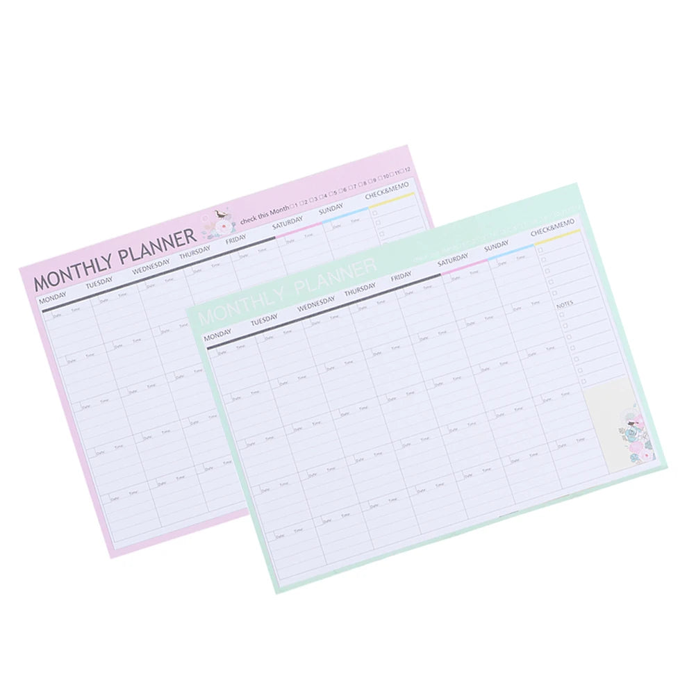 Monthly Planner 2 Books Daily Planners Notepad Carry Work Portable A4 Size Task Scheduling Weekly Spread Undated Pages Thick