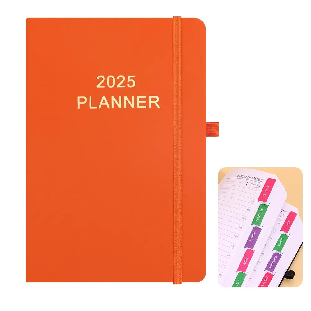 Schedule Journal 2025 Planner Notebook Efficiency Daily Planner Reminder Calendar Notebook PU with Straps Diary Book Student