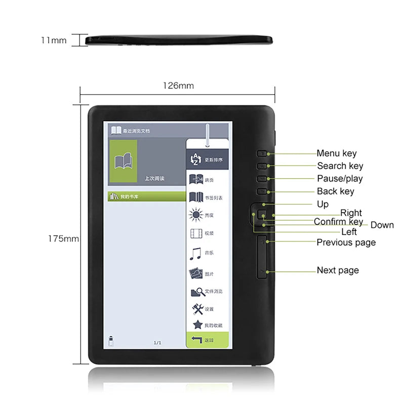 Portable Electronic Book 7 inch eBook Ereader Colorful HD Screen 800x480 E-books Reader Digital Book Read E‑book 4GB/16GB/32GB