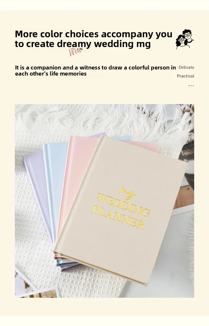 Hardcover Wedding Planner - 164-Page 100GSM Organizer for Brides, School & Holidays, Portable Checklist Journal