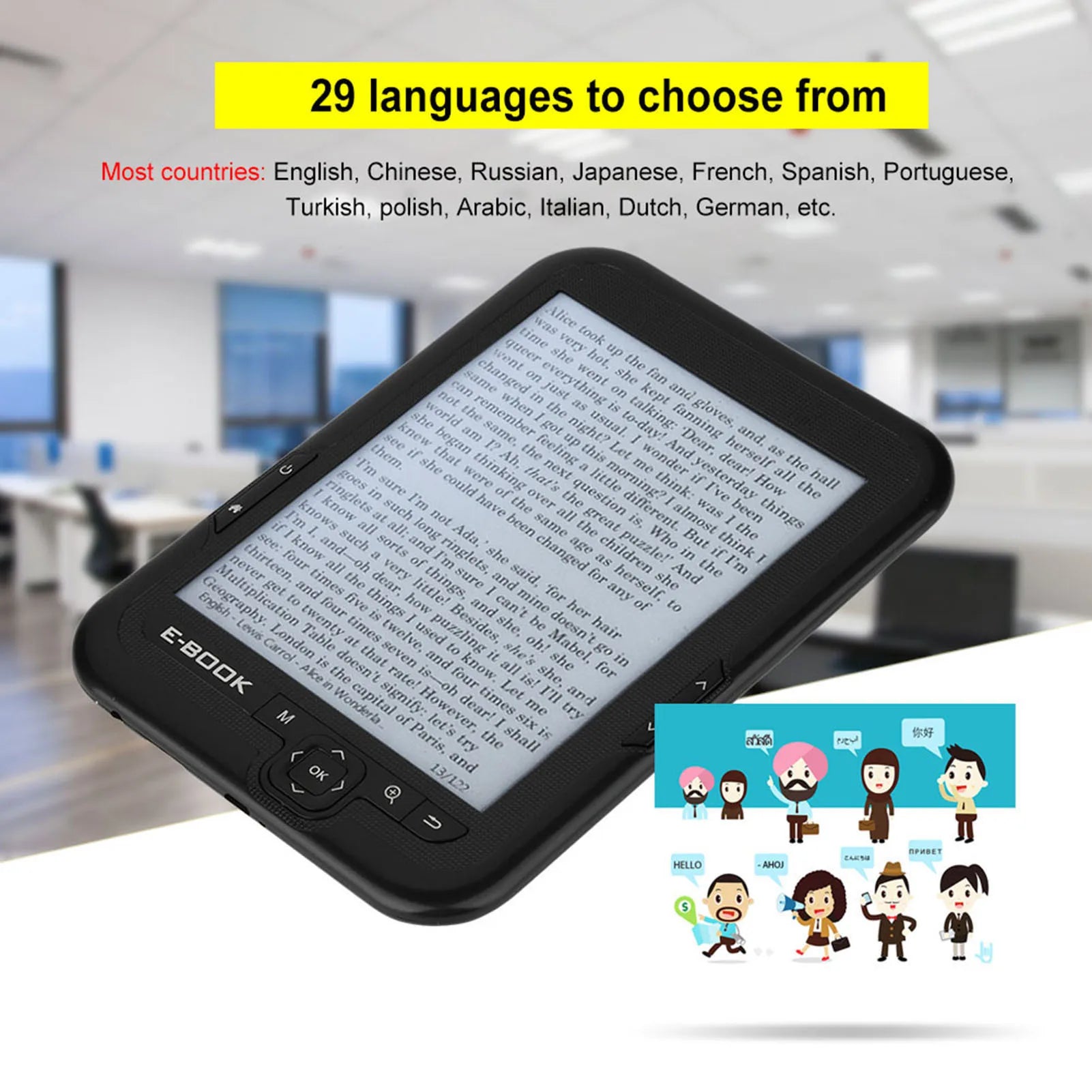 EBOOK Reader EInk 6 Inch Ereader 600 X 800 Resolution Display 300DPI Blue Cover 8GB e BOOK Reader e BOOK Reader Display