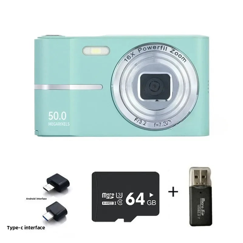 Digital Cameras1080P Camera 44MP Camera Portable Compact Camera with 2.4 Inch LCD Screen16x Digital Zoom, 32G Micro Memory Card