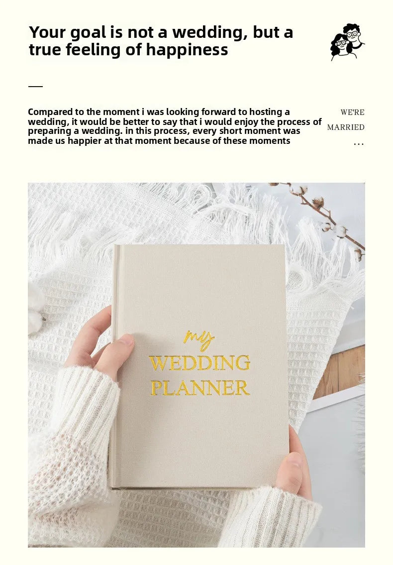 Hardcover Wedding Planner - 164-Page 100GSM Organizer for Brides, School & Holidays, Portable Checklist Journal