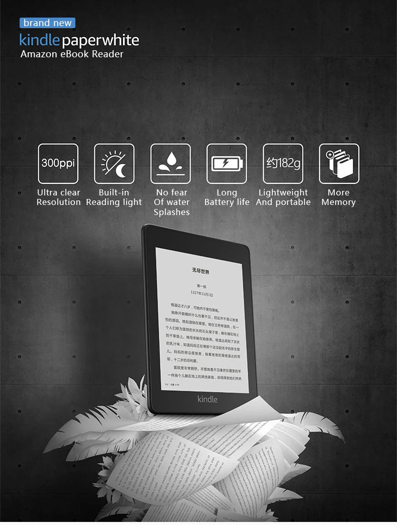 All-new Kindle Paperwhite 4-Now Waterproof 8GB Kindle Paperwhite4 300 ppi eBook e-ink Screen WIFI 6"LIGHT Wireless Reader